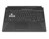 AEBKXG01010 original Quanta clavier incl. topcase DE (allemand) noir/transparent/noir avec rétro-éclairage
