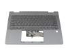 Clavier incl. topcase BE (belge) gris/gris avec rétro-éclairage original pour Lenovo IdeaPad 5x 14Q8X9 (83GH)