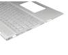 Clavier incl. topcase DE (allemand) argent/argent avec rétro-éclairage (DIS) original pour HP Envy x360 15-dr1300