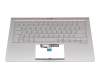Clavier incl. topcase DE (allemand) argent/argent avec rétro-éclairage original pour Asus UX433FA