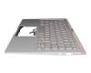 Clavier incl. topcase DE (allemand) argent/argent avec rétro-éclairage original pour Asus UX433FA