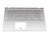 Clavier incl. topcase DE (allemand) argent/argent avec rétro-éclairage original pour Asus VivoBook 17 R754EA