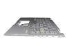 Clavier incl. topcase DE (allemand) argent/argent avec rétro-éclairage original pour Asus VivoBook Flip 14 TP470EA