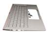 Clavier incl. topcase DE (allemand) argent/argent avec rétro-éclairage original pour Asus ZenBook 14 UX434FA