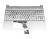 Clavier incl. topcase DE (allemand) argent/argent avec rétro-éclairage original pour HP 15-e3000