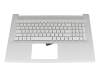 Clavier incl. topcase DE (allemand) argent/argent avec rétro-éclairage original pour HP 17-c2000