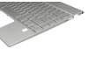 Clavier incl. topcase DE (allemand) argent/argent avec rétro-éclairage original pour HP Envy 13-aq0300