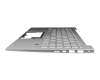 Clavier incl. topcase DE (allemand) argent/argent avec rétro-éclairage original pour HP Pavilion 14-dv0000
