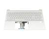 Clavier incl. topcase DE (allemand) argent/argent avec rétro-éclairage original pour HP Pavilion 15-eg3000