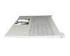 Clavier incl. topcase DE (allemand) argent/argent avec rétro-éclairage original pour HP Pavilion 15-eg3000