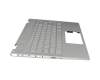 Clavier incl. topcase DE (allemand) argent/argent avec rétro-éclairage original pour HP Pavilion x360 14-cd0000