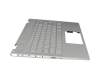 Clavier incl. topcase DE (allemand) argent/argent avec rétro-éclairage original pour HP Pavilion x360 14-cd1000