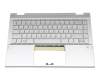 Clavier incl. topcase DE (allemand) argent/argent avec rétro-éclairage original pour HP Pavilion x360 14-dw1000