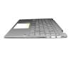 Clavier incl. topcase DE (allemand) argent/argent avec rétro-éclairage original pour HP Pavilion x360 14-dw1000