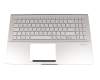 Clavier incl. topcase DE (allemand) argent/rosé avec rétro-éclairage original pour Asus X531FA
