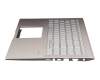 Clavier incl. topcase DE (allemand) argent/rosé avec rétro-éclairage original pour Asus X531FA