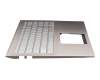 Clavier incl. topcase DE (allemand) argent/rosé avec rétro-éclairage original pour Asus X531FA