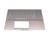 Clavier incl. topcase DE (allemand) argent/rose avec rétro-éclairage original pour Asus X532FA