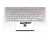 Clavier incl. topcase DE (allemand) blanc/argent avec rétro-éclairage original pour Asus UX434DA
