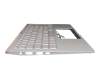 Clavier incl. topcase DE (allemand) blanc/argent avec rétro-éclairage original pour Asus UX434DA