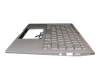 Clavier incl. topcase DE (allemand) blanc/argent avec rétro-éclairage original pour Asus UX434DA