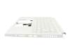 Clavier incl. topcase DE (allemand) blanc/blanc avec rétro-éclairage (sans compartiment pour stylo) original pour Acer ConceptD 3 (CN314-72)