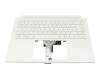 Clavier incl. topcase DE (allemand) blanc/blanc avec rétro-éclairage (sans compartiment pour stylo) original pour Acer ConceptD 3 Pro (CN314-73P)