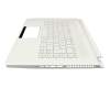 Clavier incl. topcase DE (allemand) blanc/blanc avec rétro-éclairage original pour Acer ConceptD 7 Pro (CN715-71P)