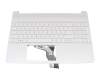 Clavier incl. topcase DE (allemand) blanc/blanc avec rétro-éclairage original pour HP 15-f200