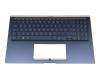 Clavier incl. topcase DE (allemand) bleu/bleu avec rétro-éclairage original pour Asus ZenBook 15 UX534FA