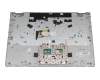 Clavier incl. topcase DE (allemand) gris/argent (sans rétroéclairage) original pour Lenovo IdeaPad C340-14IML (81TK)