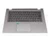 Clavier incl. topcase DE (allemand) gris/argent avec rétro-éclairage original pour Lenovo Flex 6-14IKB (81EM)