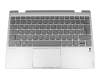 Clavier incl. topcase DE (allemand) gris foncé/argent avec rétro-éclairage original pour Lenovo Yoga 720-12IKB (81B5)