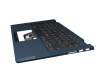 Clavier incl. topcase DE (allemand) gris foncé/bleu avec rétro-éclairage bleu original pour Lenovo IdeaPad Flex 5-14ALC05 (82HU)
