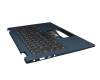 Clavier incl. topcase DE (allemand) gris foncé/bleu avec rétro-éclairage bleu original pour Lenovo IdeaPad Flex 5-14ALC05 (82HU)