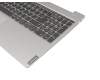 Clavier incl. topcase DE (allemand) gris foncé/gris avec rétro-éclairage original pour Lenovo IdeaPad S340-15API (81NC)