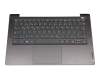 Clavier incl. topcase DE (allemand) gris/gris avec empreinte digitale original pour Lenovo IdeaPad 5-14ITL05 (82FE)