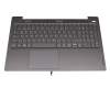 Clavier incl. topcase DE (allemand) gris/gris avec rétro-éclairage Fingerprint original pour Lenovo IdeaPad 5-15ITL05 (82FG)