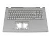 Clavier incl. topcase DE (allemand) gris/gris avec rétro-éclairage original pour Acer Aspire 17 (A17-51GM)