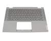 Clavier incl. topcase DE (allemand) gris/gris avec rétro-éclairage original pour Lenovo IdeaPad Flex 5-14ARE05 (82DF)