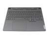 Clavier incl. topcase DE (allemand) gris/gris avec rétro-éclairage original pour Lenovo Legion Slim 5-16IRH8 (82YA/83D6)
