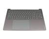 Clavier incl. topcase DE (allemand) gris/gris avec rétro-éclairage original pour Lenovo Yoga Pro 9 16IAH10 (83L0)