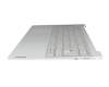 Clavier incl. topcase DE (allemand) gris/gris avec rétro-éclairage original pour Lenovo Yoga Slim 7 Carbon 13IAP7 (82U9)