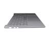 Clavier incl. topcase DE (allemand) gris/gris avec rétro-éclairage original pour Lenovo Yoga Slim 7 ProX 14IAH7 (82TK)