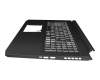 Clavier incl. topcase DE (allemand) moir/blanc/noir avec rétro-éclairage original pour Acer Nitro 5 (AN515-54)