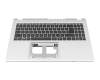 Clavier incl. topcase DE (allemand) noir/argent (à l\'aide d\'une touche spéciale) original pour Acer Extensa 15 (EX215-57)