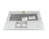 Clavier incl. topcase DE (allemand) noir/argent (à l\'aide d\'une touche spéciale) original pour Acer Extensa 15 (EX215-57)