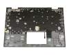 Clavier incl. topcase DE (allemand) noir/argent avec rétro-éclairage original pour Dell Inspiron 13 (7380)