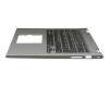 Clavier incl. topcase DE (allemand) noir/argent avec rétro-éclairage original pour Dell Inspiron 13 2in1 (5378)