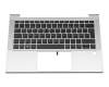 Clavier incl. topcase DE (allemand) noir/argent avec rétro-éclairage original pour HP EliteBook 830 G7